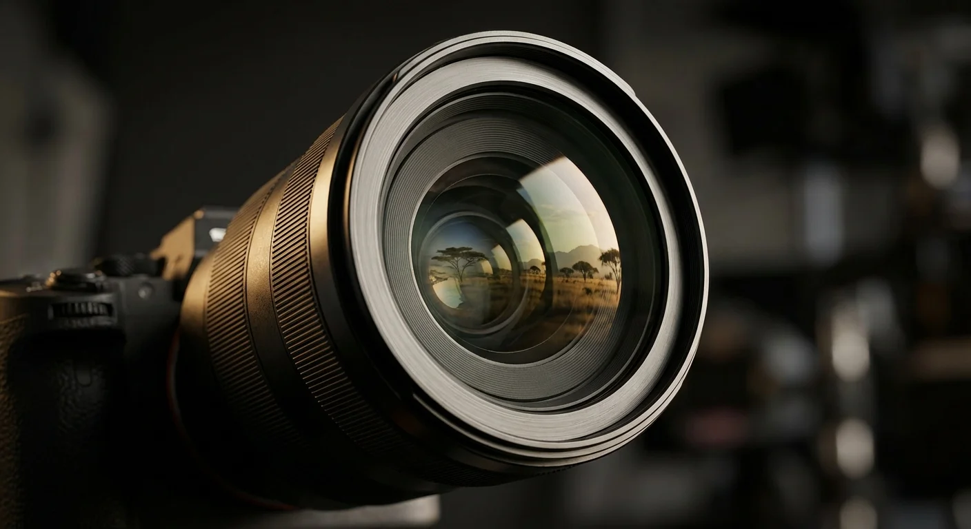 Gros plan d'un appareil photo professionnel pour safari avec un grand objectif