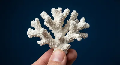 Gros plan iconique d'une branche de corail blanc