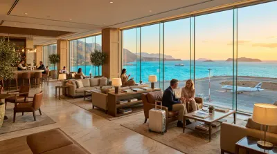 Passeport et carte d'embarquement sur un comptoir en marbre