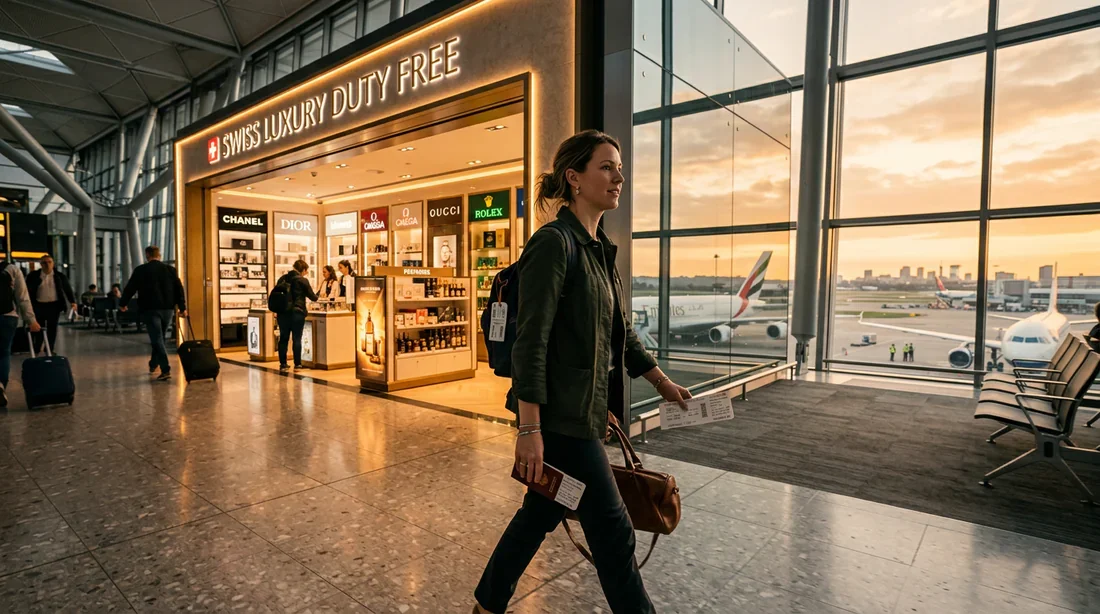 Comment profiter des avantages du duty free à Djerba Voyageur se préparant à faire ses achats au duty free de l'aéroport