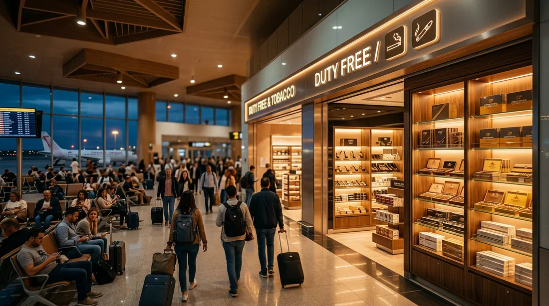 Le Duty Free de Djerba : Votre arrêt shopping avant le départ Vue panoramique de l'espace duty free à l'aéroport de Djerba
