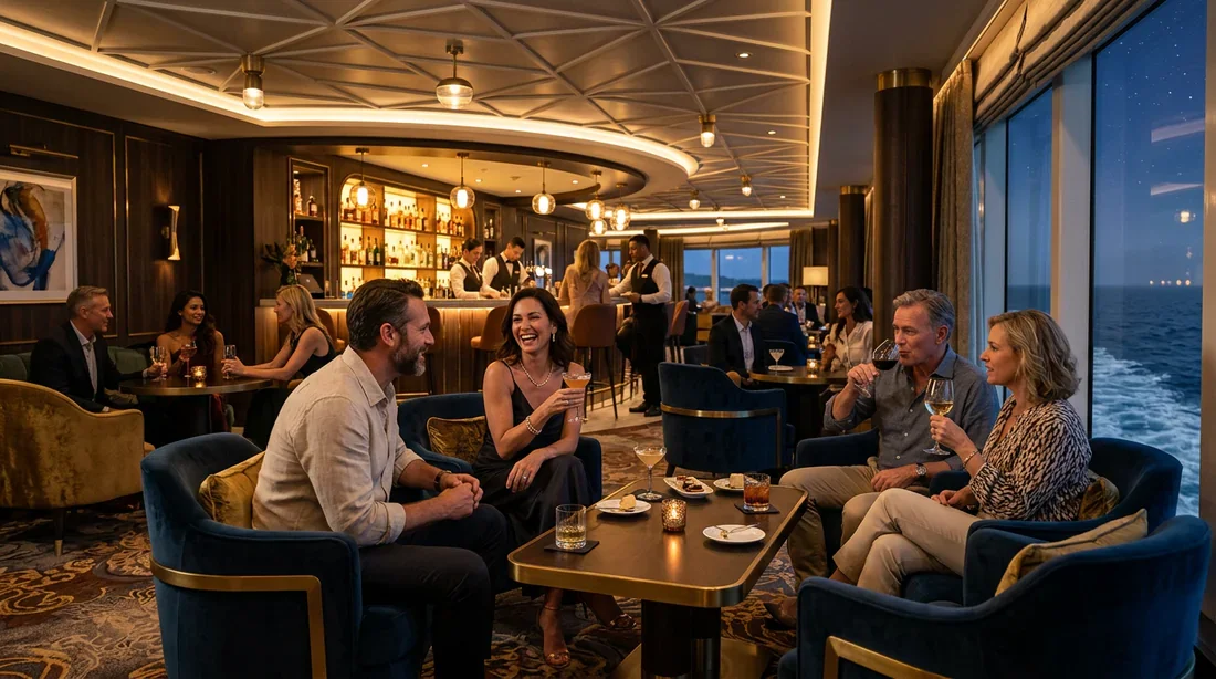Intérieur luxueux et feutré d'un salon à bord d'un navire de croisière MSC