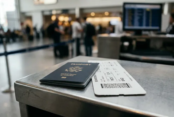 Passeport et billet d'avion pour Majorque
