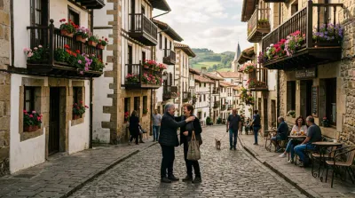 Détail de tissu traditionnel basque avec des broderies subtiles