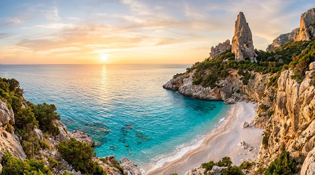 Plage paradisiaque de Sardaigne en octobre avec des eaux cristallines