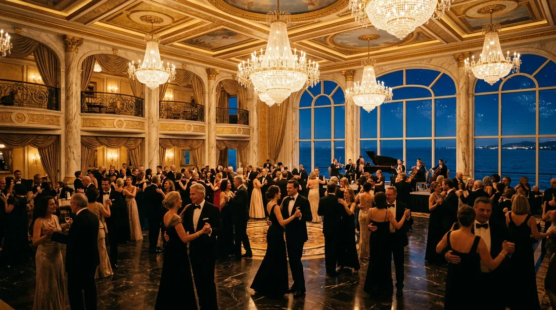Ambiance élégante et luxueuse de la soirée du commandant sur un navire de croisière Costa