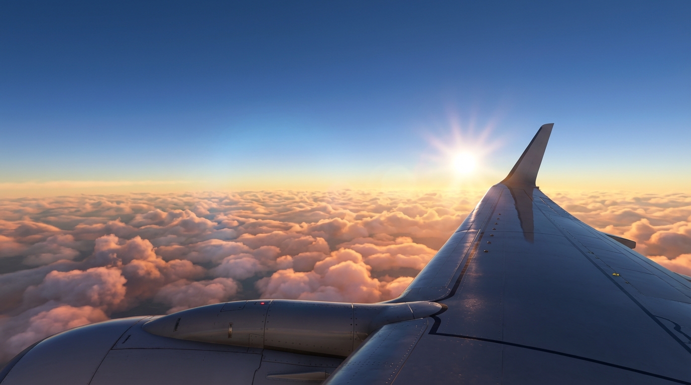 L'expérience de vol et les services Volotea Vue aérienne spectaculaire au-dessus des nuages depuis un hublot d'avion