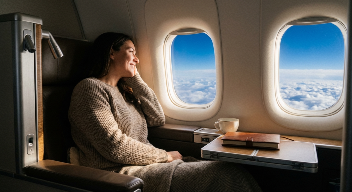 Profitez de votre vol avec China Southern Airlines Passager serein regardant par le hublot d'un avion après son enregistrement en ligne